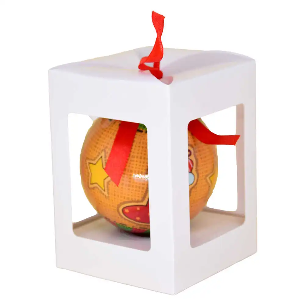 Glob de Craciun realizat din material plastic - Design Sosete cu cadouri - Galben-rosu Glob de Craciun realizat din material plastic - Design Sosete cu cadouri - Galben-rosu
