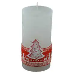 Lumanare craciun in forma cilindrica - Design Scandinavian - Alb-Rosu