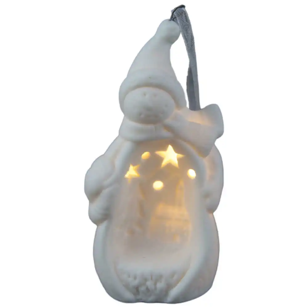 Figurina din ceramica cu led - Om de zapada/Mos Nicolae Figurina din ceramica cu led - Om de zapada/Mos Nicolae