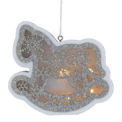 Decoratiune sezonirea cu LED realizata din lemn si material plastic - Design Calut tip balansoar (Cu agatatoare) (Tip 1)