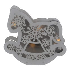 Decoratiune sezonirea cu LED realizata din lemn si material plastic - Design Calut tip balansoar / Fulg de nea - 2 modele