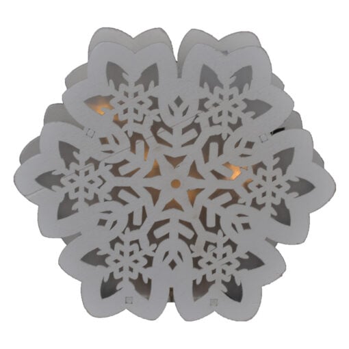 Decoratiune sezonirea cu LED realizata din lemn si material plastic - Design Calut tip balansoar / Fulg de nea - 2 modele