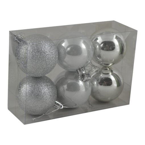 Set 6 globuri din plastic Argintiu 6 CM