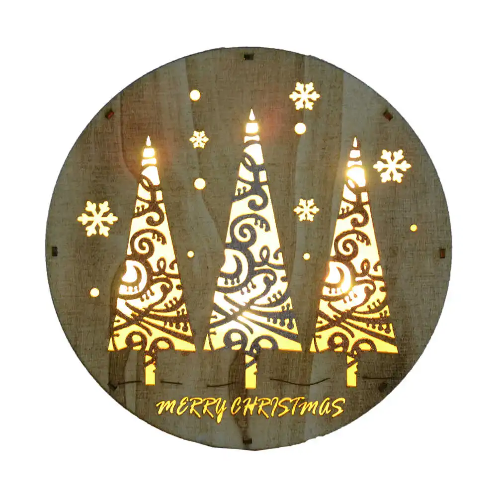 Decor pentru usa in forma rotunda realizat din lemn - Design cu brad si fulgi de nea Decor pentru usa in forma rotunda realizat din lemn - Design cu brad si fulgi de nea