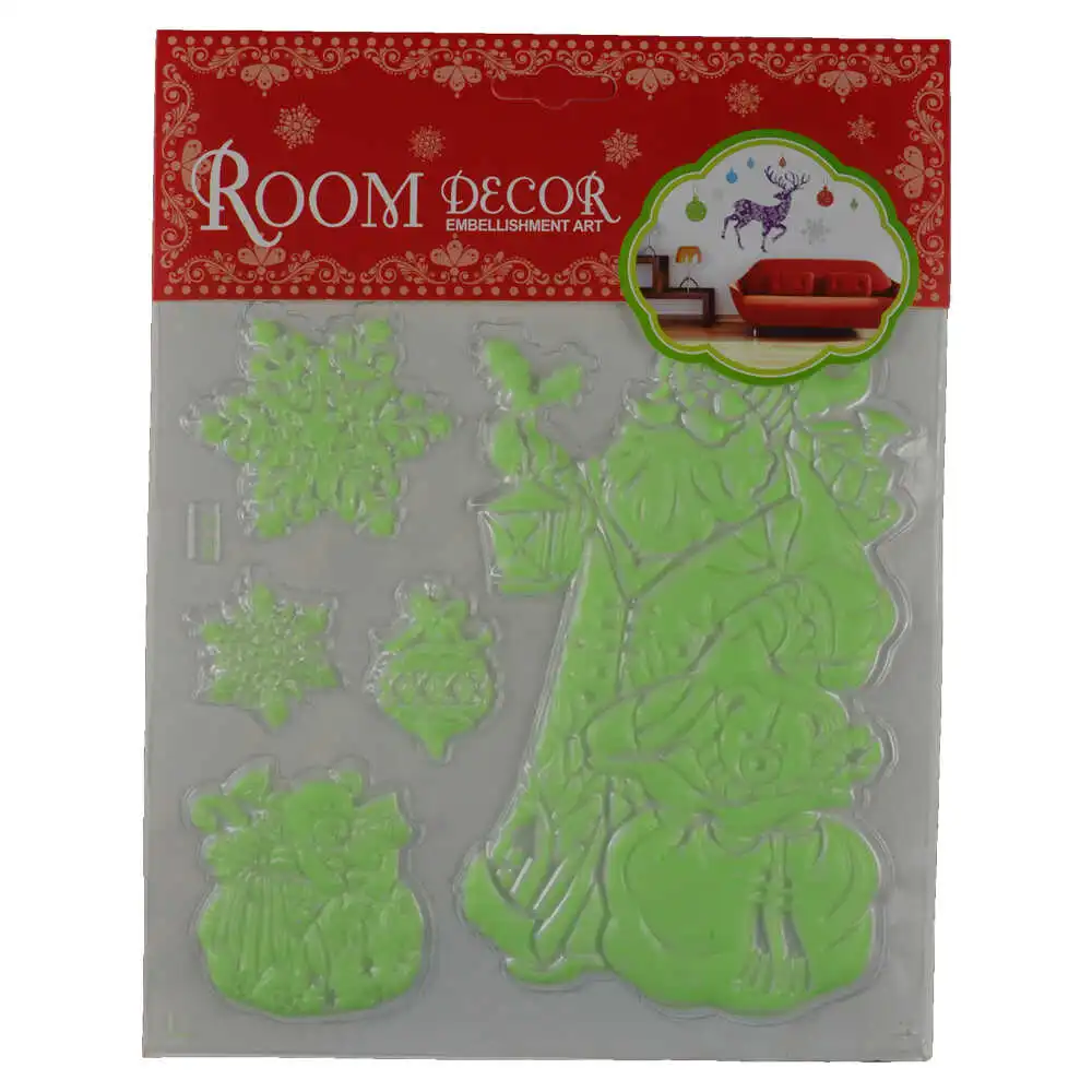 Autocolant fluorescent pentru perete realizat din material plastic - Design Craciun - Diferite modele (Tip 1) Autocolant fluorescent pentru perete realizat din material plastic - Design Craciun - Diferite modele (Tip 1)