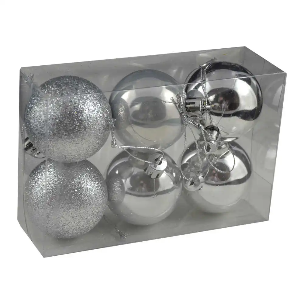 Set 6 globuri din plastic Argintiu 5 CM