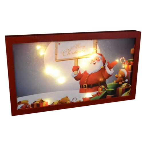 Tablou pentru perete cu led - Design cu Mos Craciun si inscriptia "Merry Christmas"