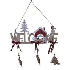 Decor usa/fereastra realizat din lemn pentru Caciun - Design "Welcome" (Model 2)
