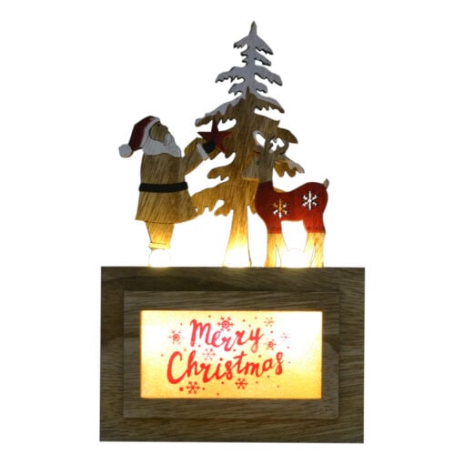 Ornament cu led realizat din lemn - Design Merry Christmas