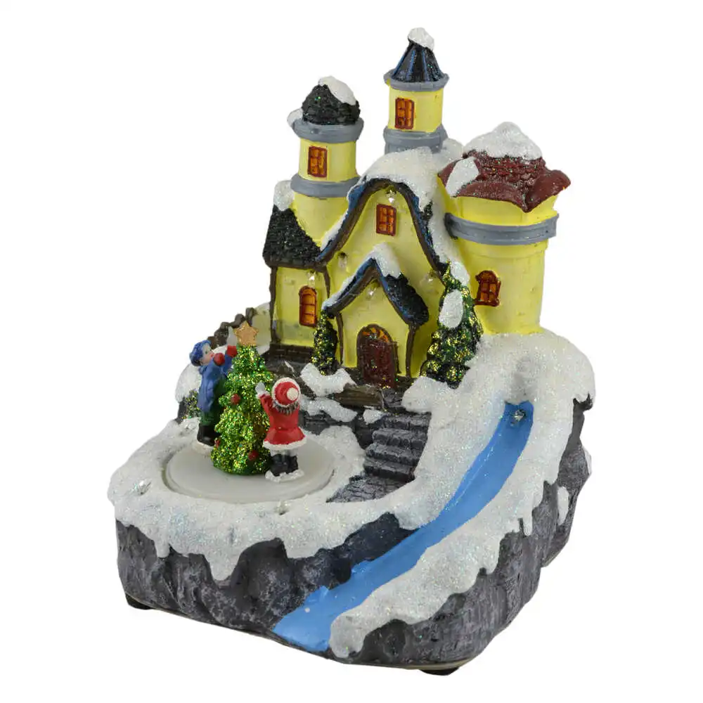 Ornament muzical pentru Craciun - Casa cu brad si zapada