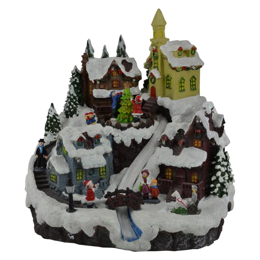 Ornament muzical pentru Craciun - Oras cu braduri si zapada Ornament muzical pentru Craciun - Oras cu braduri si zapada