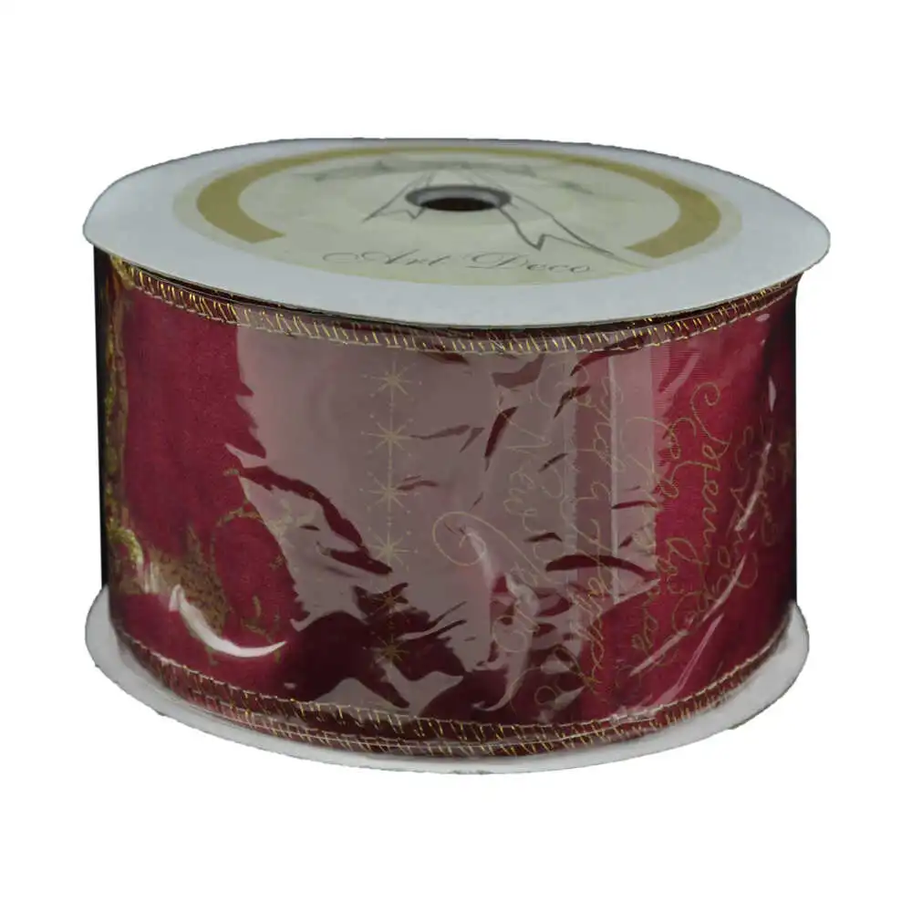 Panglica decorativa realizata din matase - Design cu ren (Model 1)