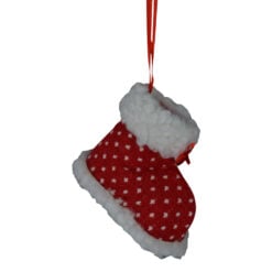 Decoratiune pentru craciun realizat din material textil - Design Cizmulita (Cu agatatoare) (7 CM)