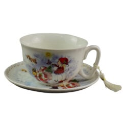 Ceasca cu farfurie de craciun din ceramica in cutie cadou