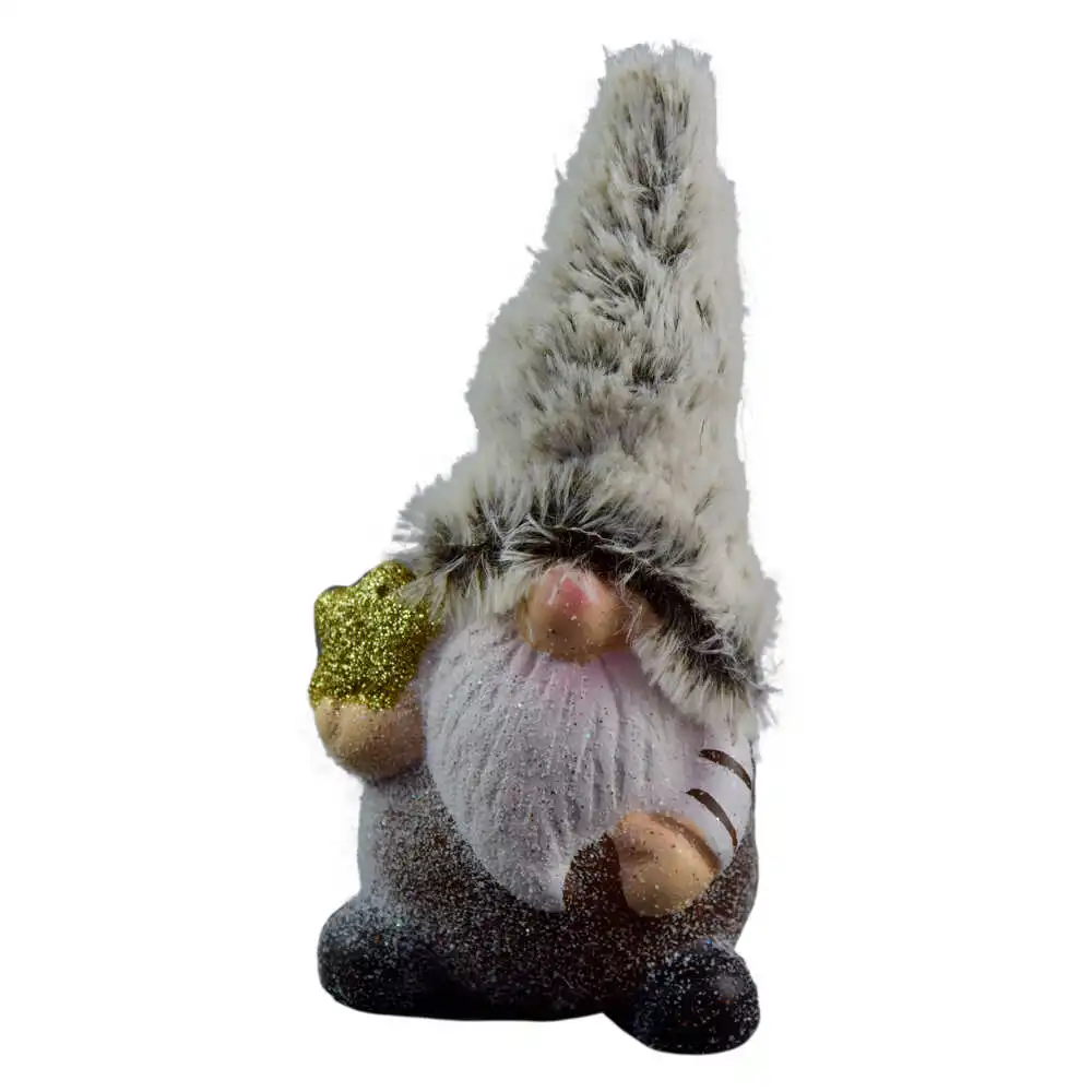Figurina decorativa pentru Craciun realizata din ceramica si material plusat - Spiridus Figurina decorativa pentru Craciun realizata din ceramica si material plusat - Spiridus