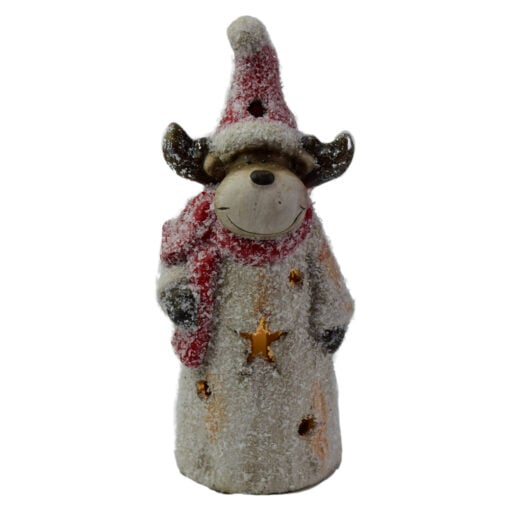 Figurina decorativa pentru Craciun realizata din ceramica cu lumina led - Ren (Model 2)