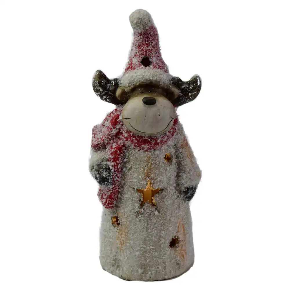 Figurina decorativa pentru Craciun realizata din ceramica cu lumina led - Ren (Model 2) Figurina decorativa pentru Craciun realizata din ceramica cu lumina led - Ren (Model 2)