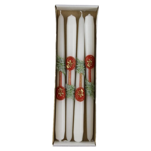 Set 4 lumanari Craciun cu glob rosu 29 CM