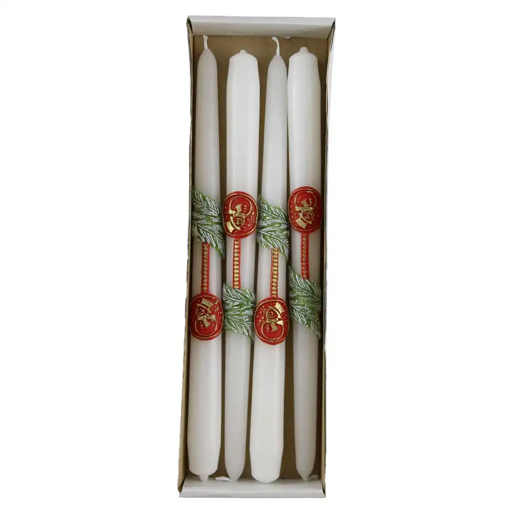 Set 4 lumanari Craciun cu glob rosu 29 CM Set 4 lumanari Craciun cu glob rosu 29 CM