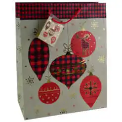 Punga pentru cadouri - Design Craciun cu globuri (Model 3)