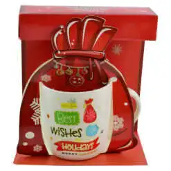 Cana de Craciun din ceramica in ambalaj decorativ 9 CM