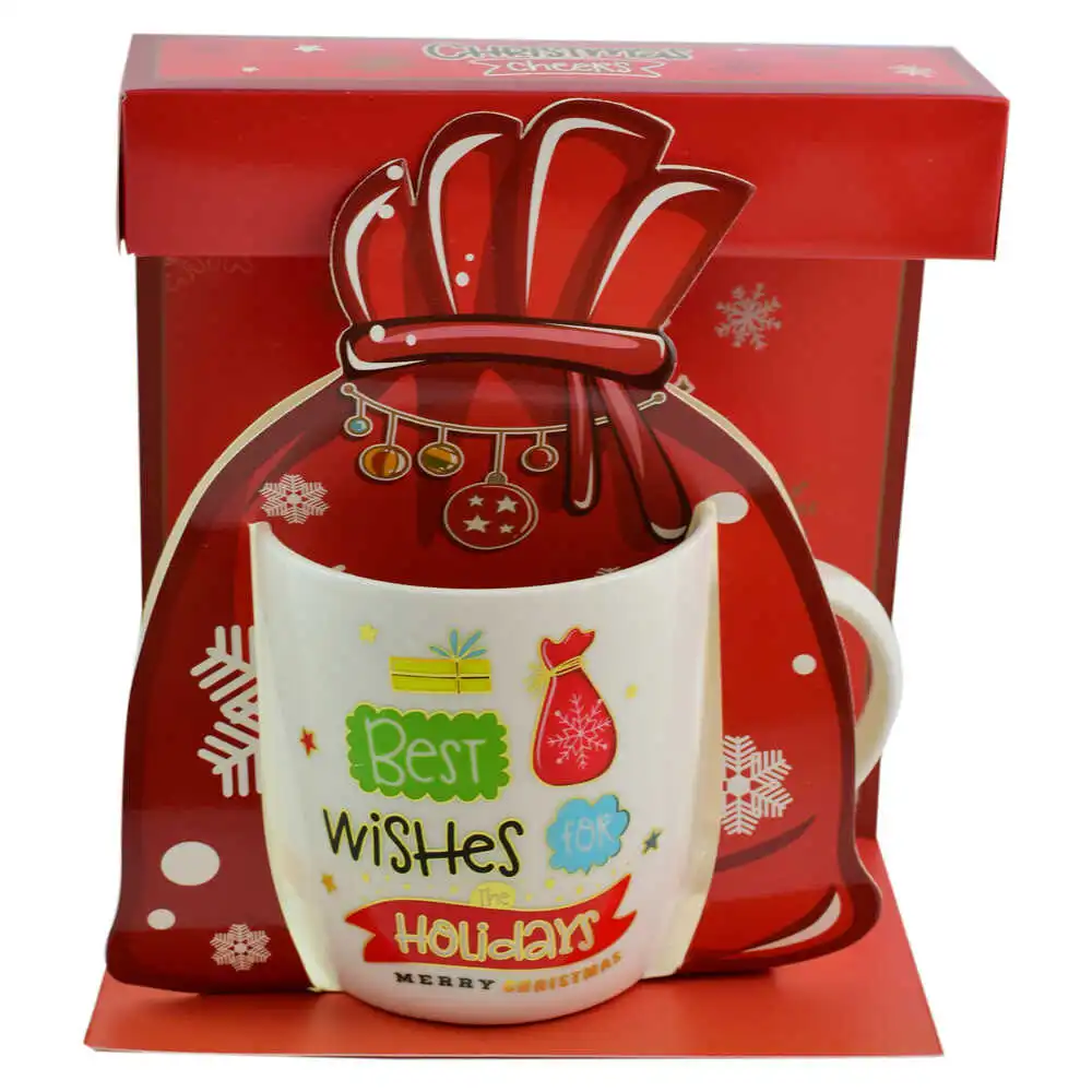 Cana de Craciun din ceramica in ambalaj decorativ 9 CM Cana de Craciun din ceramica in ambalaj decorativ 9 CM