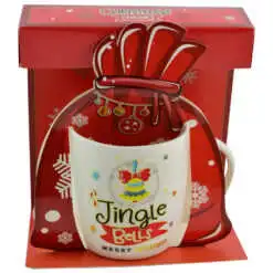 Cana de Craciun din ceramica in ambalaj decorativ 9 CM