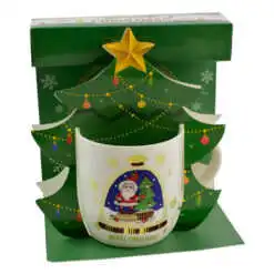 Cana de craciun realizata din ceramica in cutie - Design cu Mos Nicolae si inscriptia "Merry Christmas" - Diverse modele