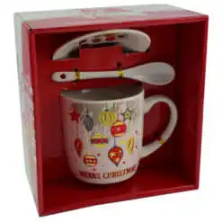 Set cana de craciun cu farfurie si lingura realizata din ceramica in cutie - Design Craciun - Diverse modele
