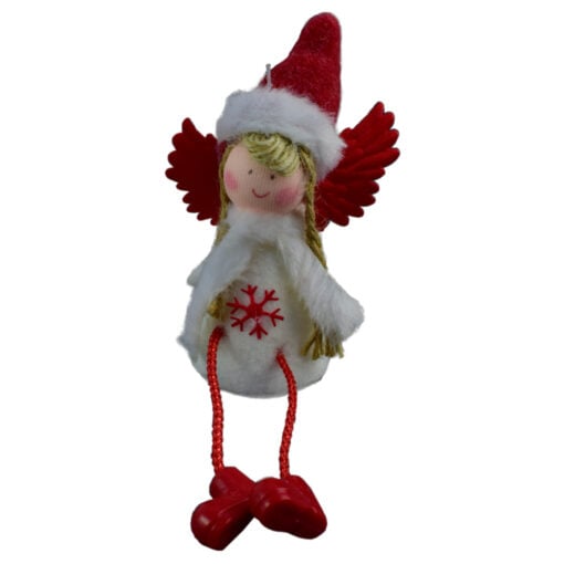 Figurina decorativa pentru Craciun realizata din material textil si plusat - Ingeras - 2 modele (Model 1)