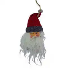 Figurina decorativa de agatat realizata din material textil si plastic pentru bradul de Craciun - Mos Nicolae (Model 3)
