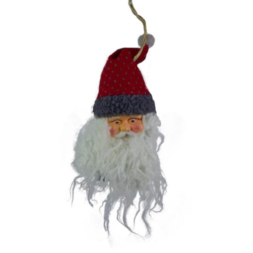Figurina decorativa de agatat realizata din material textil si plastic pentru bradul de Craciun - Mos Nicolae (Model 3)