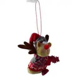 Figurina decorativa de agatat realizata din material plusat si textil pentru bradul de Craciun - Ren - Diverse modele