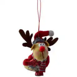 Figurina decorativa de agatat realizata din material plusat si textil pentru bradul de Craciun - Ren - Diverse modele