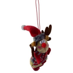Figurina decorativa de agatat realizata din material plusat si textil pentru bradul de Craciun - Ren - Diverse modele