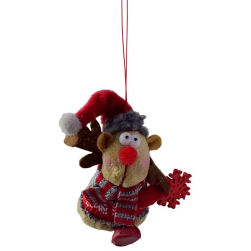 Figurina decorativa de agatat realizata din material plusat si textil pentru bradul de Craciun - Ren - Diverse modele