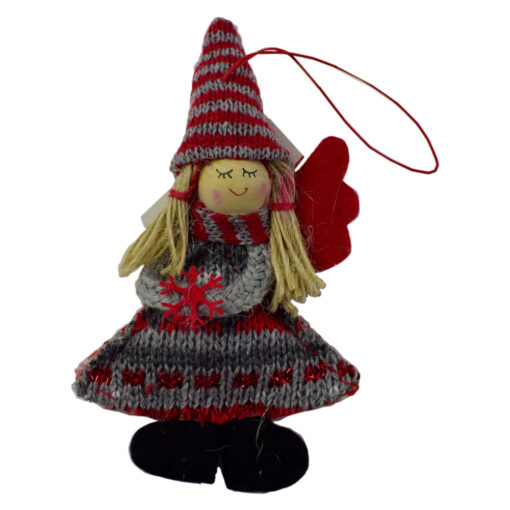 Figurina decorativa de agatat realizata din material textil si lemn pentru bradul de Craciun - Ingeras - Diverse modele