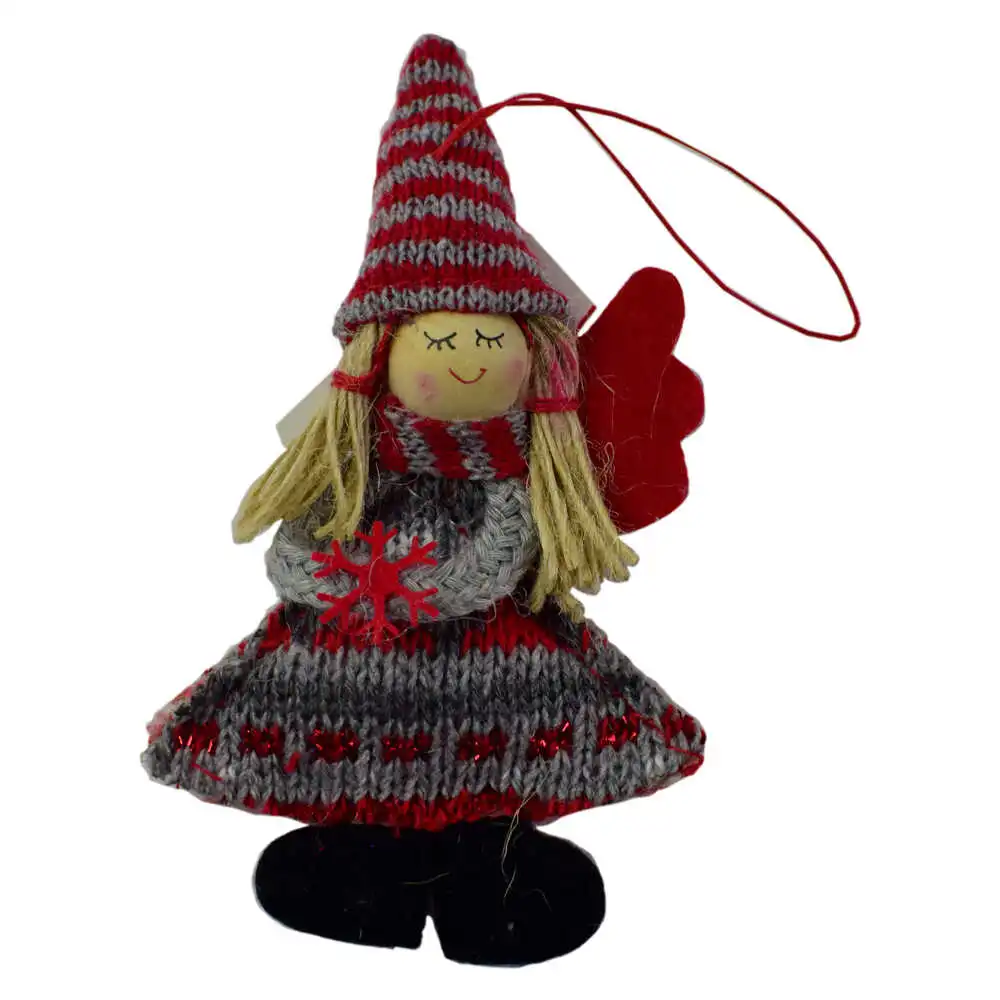 Figurina decorativa de agatat realizata din material textil si lemn pentru bradul de Craciun - Ingeras - Diverse modele Figurina decorativa de agatat realizata din material textil si lemn pentru bradul de Craciun - Ingeras - Diverse modele