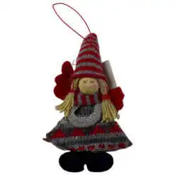 Figurina decorativa de agatat realizata din material textil si lemn pentru bradul de Craciun - Ingeras - Diverse modele