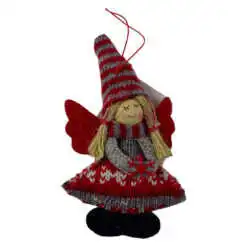 Figurina decorativa de agatat realizata din material textil si lemn pentru bradul de Craciun - Ingeras - Diverse modele