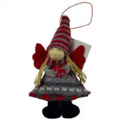 Figurina decorativa de agatat realizata din material textil si lemn pentru bradul de Craciun - Ingeras - Diverse modele