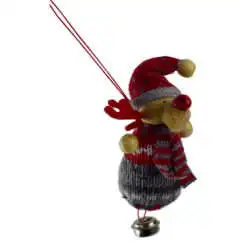 Figurina decorativa de agatat realizata din material textil si lemn pentru bradul de Craciun - Diverse modele cu clopotel