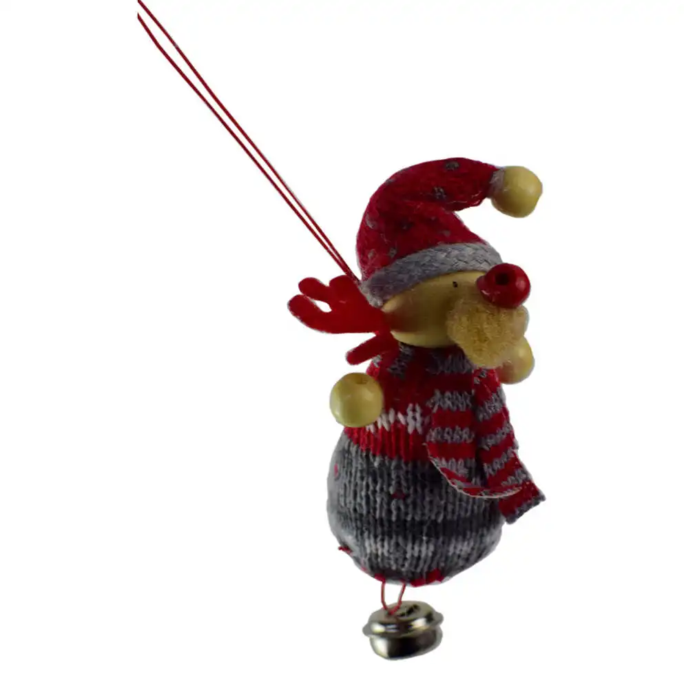 Figurina decorativa de agatat realizata din material textil si lemn pentru bradul de Craciun - Diverse modele cu clopotel Figurina decorativa de agatat realizata din material textil si lemn pentru bradul de Craciun - Diverse modele cu clopotel