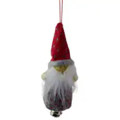 Figurina decorativa de agatat realizata din material textil si lemn pentru bradul de Craciun - Diverse modele cu clopotel