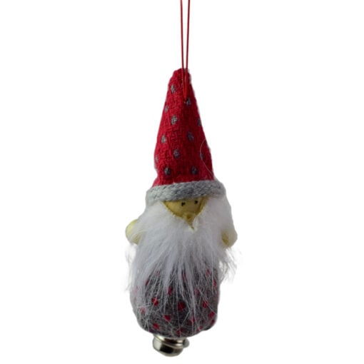 Figurina decorativa de agatat realizata din material textil si lemn pentru bradul de Craciun - Diverse modele cu clopotel