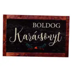 Tablita decorativa realizata din lemn - Design cu mesajul "Boldog Karacsonyt" (Model 1)