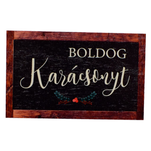 Tablita decorativa realizata din lemn - Design cu mesajul "Boldog Karacsonyt" (Model 1)