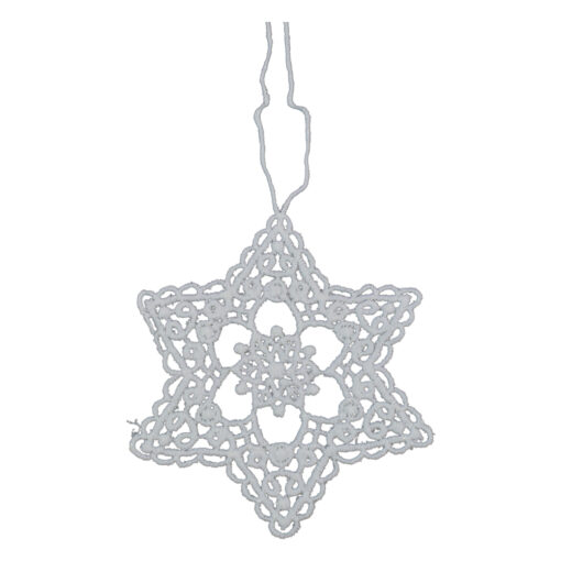 Decoratiune crosetata de agatat pentru Craciun - Fulg de nea (Model 1)