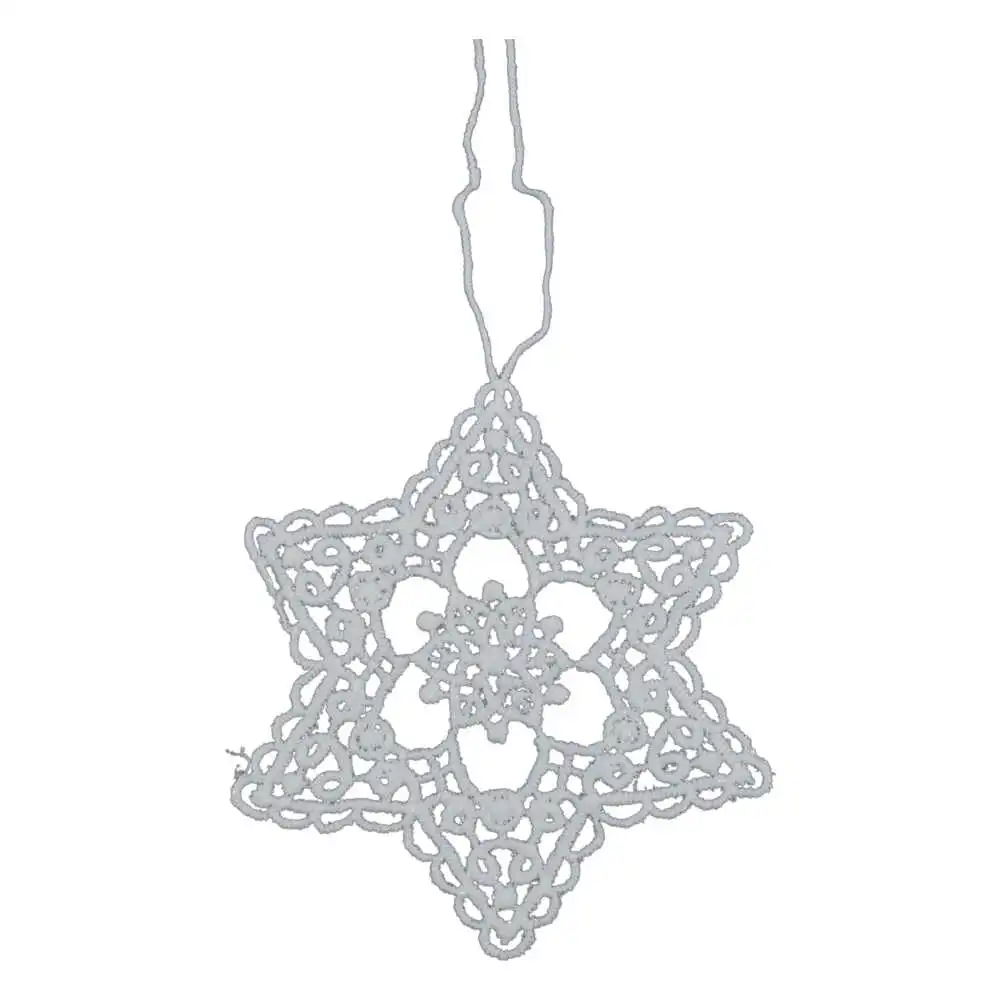 Decoratiune crosetata de agatat pentru Craciun - Fulg de nea (Model 1) Decoratiune crosetata de agatat pentru Craciun - Fulg de nea (Model 1)