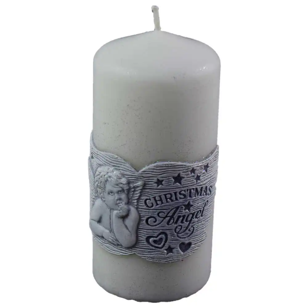 Lumanare craciun in forma cilindrica - Design Christmas angel- 2 culori (Model 2)